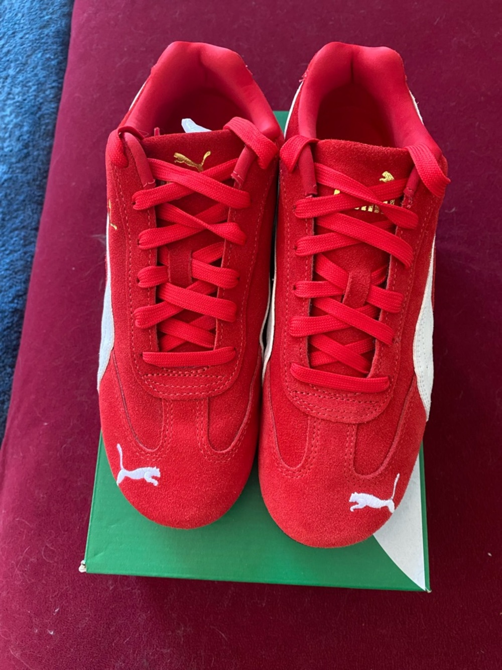 Puma Women’s Speedcat Red Suede Sneakers with White Formstrip